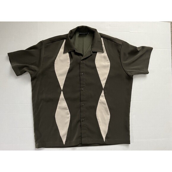 Steady Clothing Diamond Duo Rockabilly Bowling Button Down Shirt Green Size XL - Picture 1 of 4